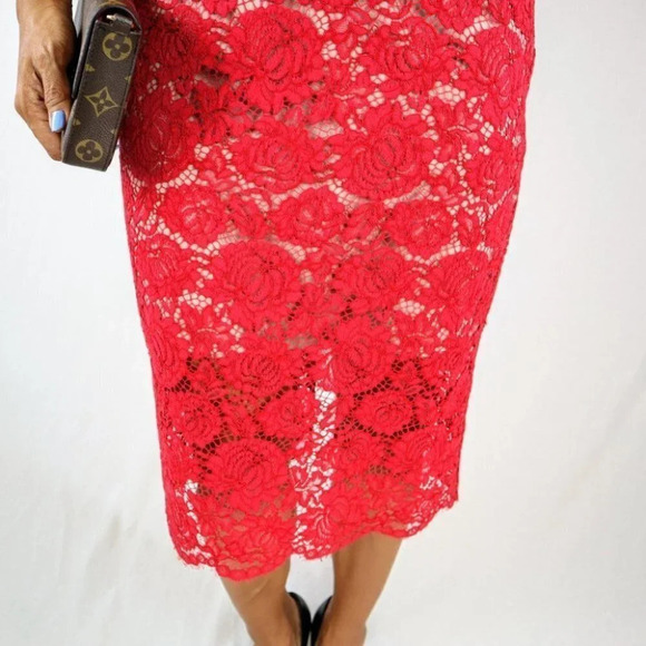 Nha Khanh Red Anna Lace Midi Dress $625 - Picture 6 of 13